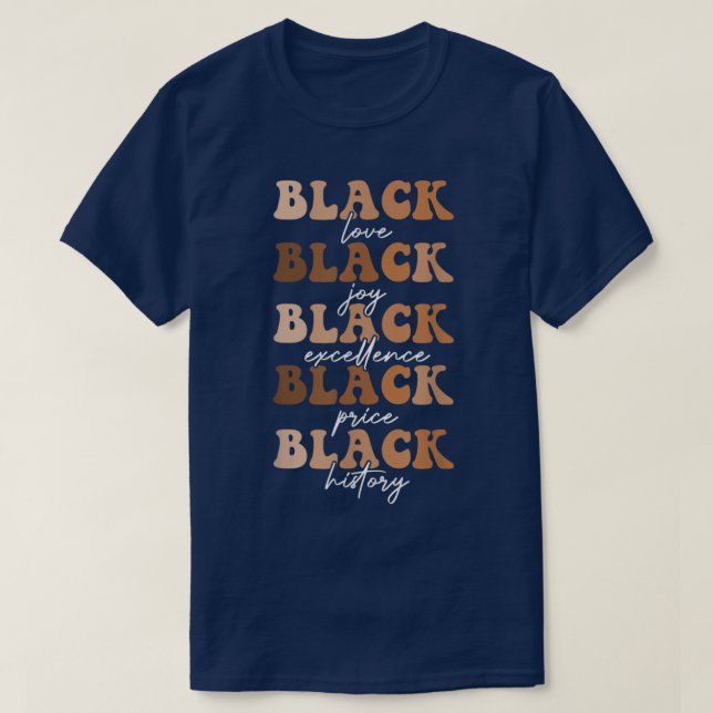 Black History Women Black Kärlek Melanin Groovy T Shirt (Design framsida)