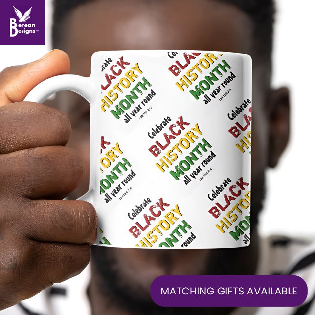 BLACK HISTOY MÅNAD Motivational BHM Jumbo Mugg (Stylish BLACK HISTORY MONTH mug to celebrate African American Caribbean history.)