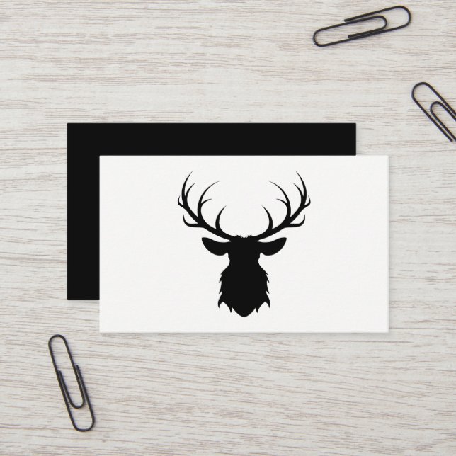 Black Hjort Head med Antlers Silhouette Visitkort (Fram/Back In Situ)