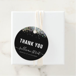 Black HoloGraph Glitter Business Tack Märkre Gåvor Etiketter