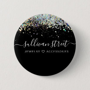 Black Holography Glitter Business Knapp