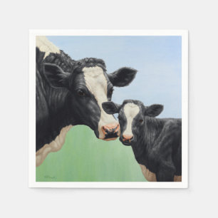 Black Holstein Cow & Cute Calf Pappersservett