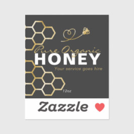 Black Honey Gold Bees Honeycomb Product Label Klistermärken