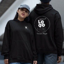 Black Hoodie med din vita Logotyp på baksidan