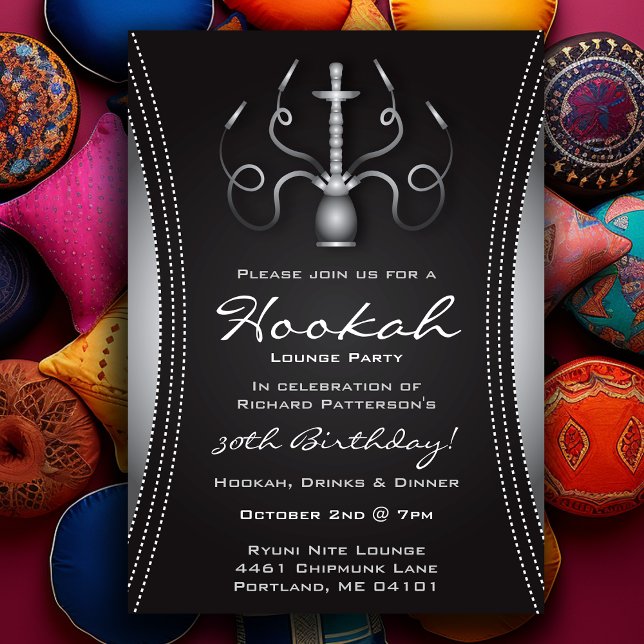 Black Hookah Party-inbjudan Inbjudningar (Black Hookah Party Invitation
)