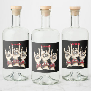 Black Horns Up Spritflaskor Etikett