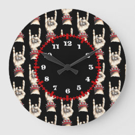 Black Horns Up Stor Klocka