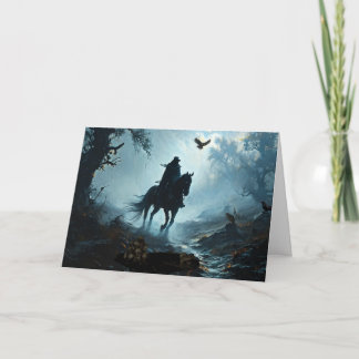 Black Horse and Rider Halloween Helgkort