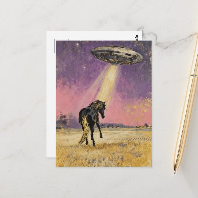 Black Horse and UFO Vykort (Fram/Back In Situ)