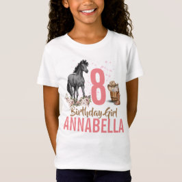 Black Horse blommigt Birthday Girls T Shirt