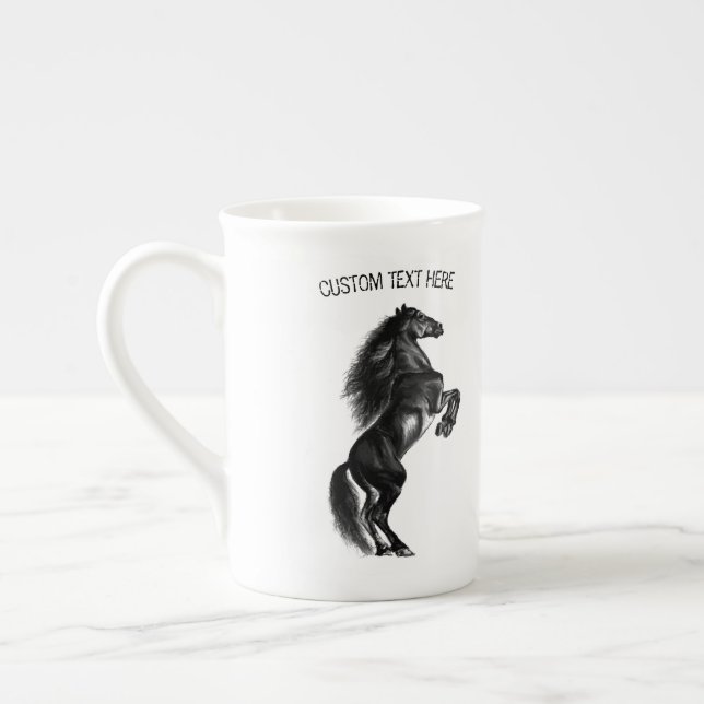 Black Horse Bone China Mugg Gift med Anpassningsba Benporslin Mugg (Vänster)