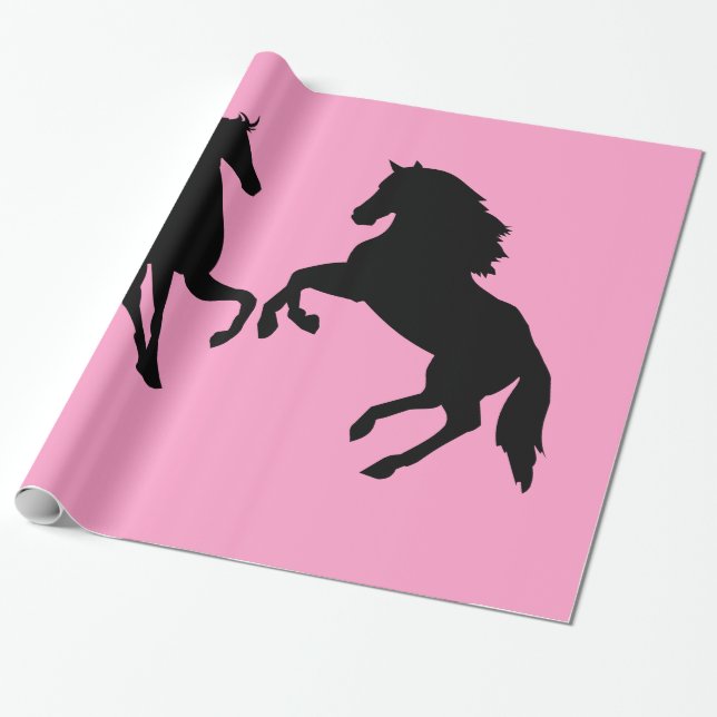 Black Horse Couple Wrapping Papper Anpassningsbar  Presentpapper (Utrullad)