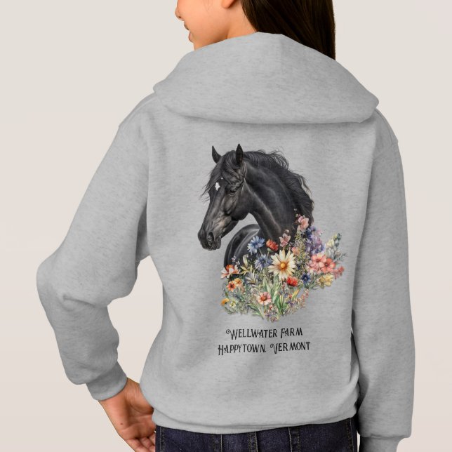 Black Horse Farm Namn Design på baksidan T Shirt (Baksida)