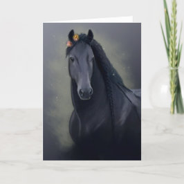 Black Horse Friesian - Greeting Card Meddelande