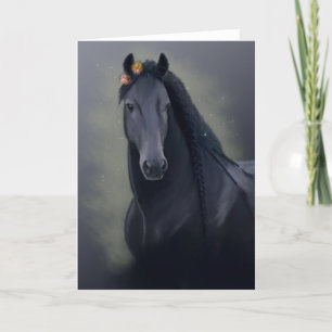 Black Horse Friesian - Greeting Card Meddelande