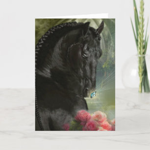 Black Horse Friesian - Greeting Card Tack Kort
