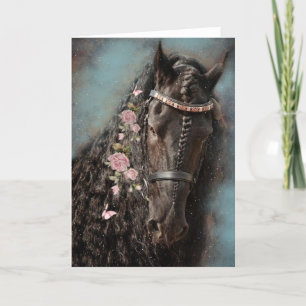Black Horse Friesian - Greeting Card Tack Kort