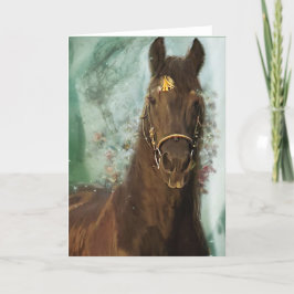 Black Horse Friesian Horse - gratulationskort Tack Kort