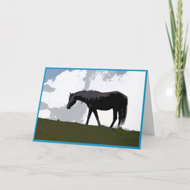 Black horse graphic art card kort (Framsida)