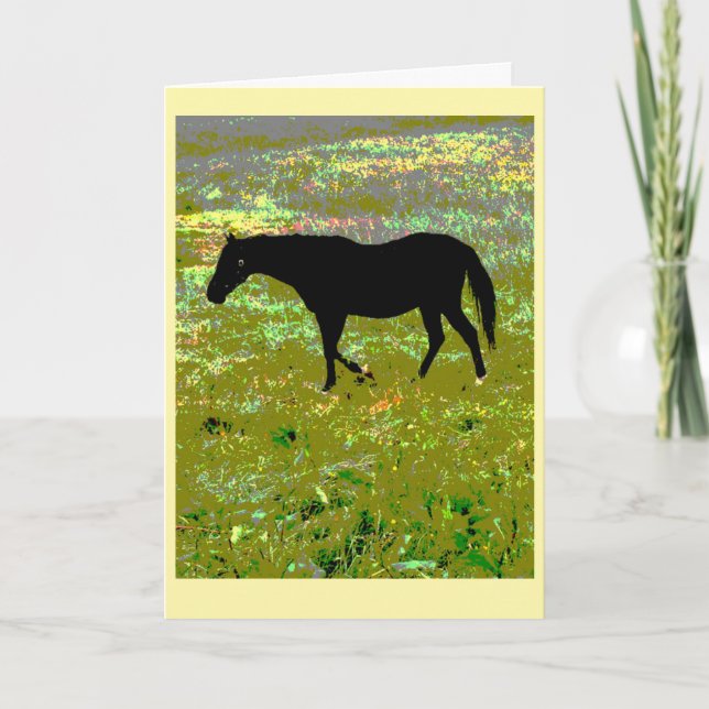 Black horse graphic art card kort (Framsida)
