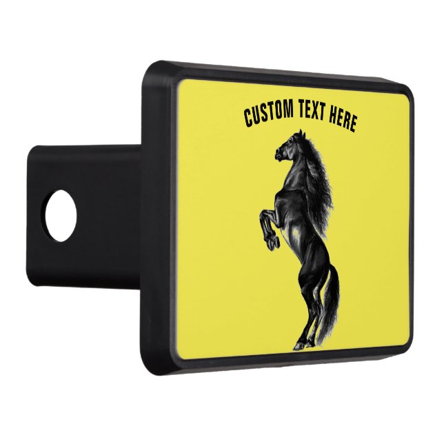 Black Horse Hitch Cover med Anpassningsbar Text oc Dragkroksskydd (Höger)