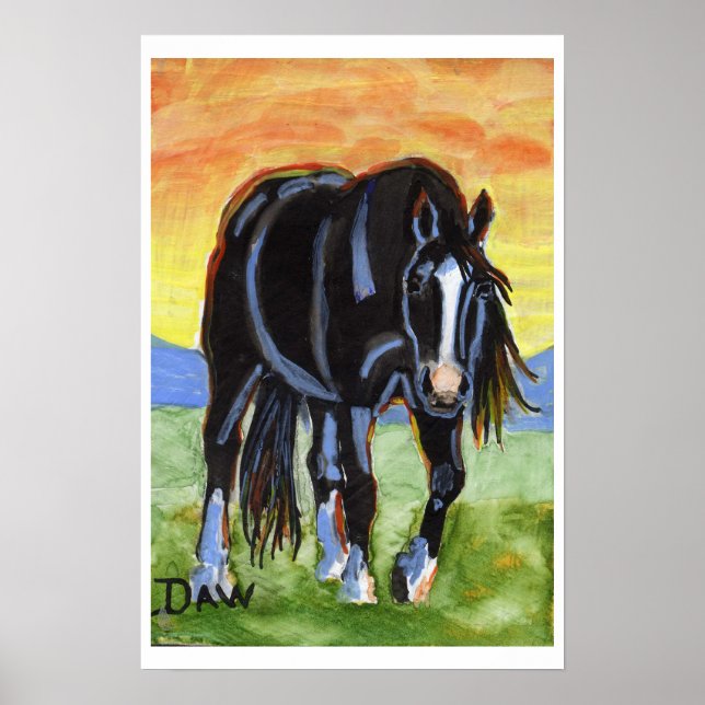 Black Horse i Sunset Poster (Framsidan)