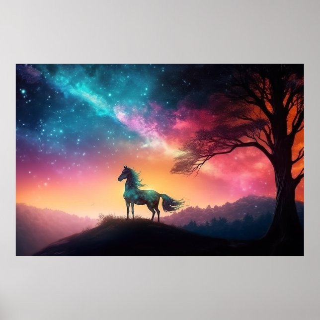 Black Horse i Vibrant Mountain Ligcape Poster (Framsidan)