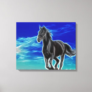 Black Horse i Vinden Wrapped Canvas
