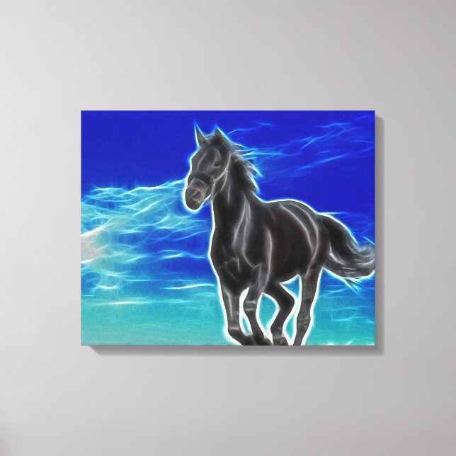Black Horse i Vinden Wrapped Canvas (Framsida)