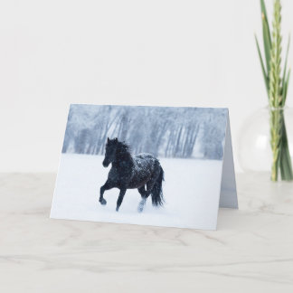 Black Horse in the Snow Greeting Card Inbjudan