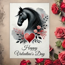 Black Horse med hjärta och blommor Alla hjärtans d