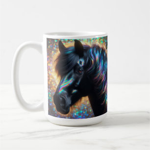 Black Horse med Iridescent Mane Kaffemugg