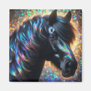 Black Horse med Iridescent Mane Magnet