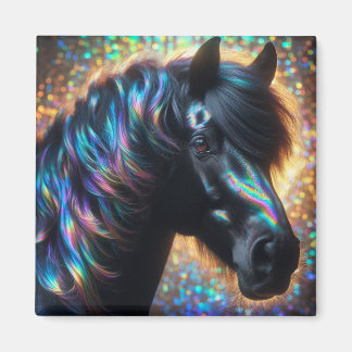 Black Horse med Iridescent Mane Magnet