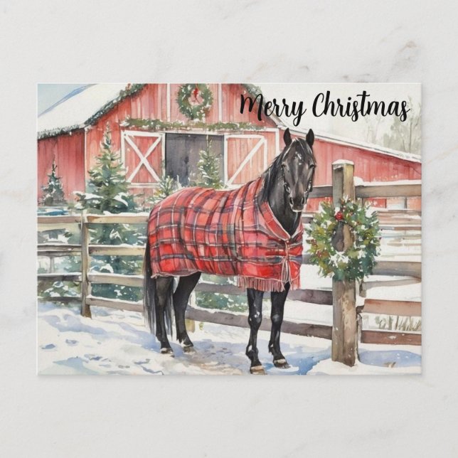 Black Horse Merry Christmas  Vykort (Framsida)