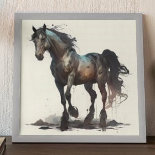 Black Horse Modern Abstrakt-målning Poster