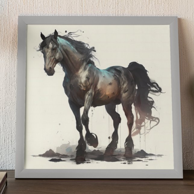 Black Horse Modern Abstrakt-målning Poster (Skapare uppladdad)
