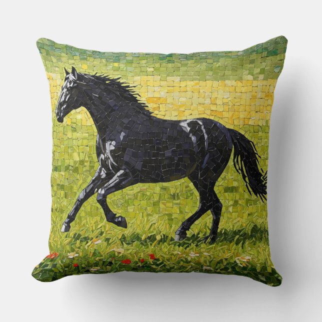 Black Horse på Prairie Kudde (Framsida)