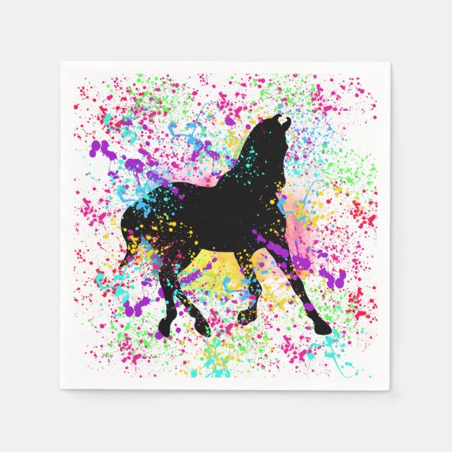 Black Horse Paint Splatter Pappersservett (Framsidan)