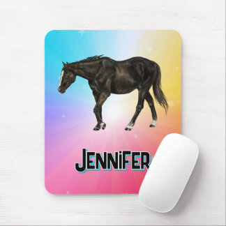 Black Horse Rainbow Pastel Whimsical Equestrian Musmatta