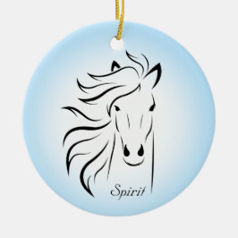 Black horse silhouette på ljusblå bakgrund julgransprydnad keramik