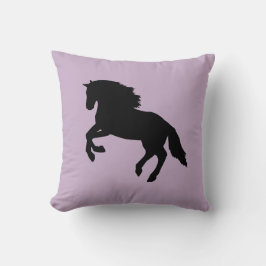 Black Horse Silhouette Running Horse Lila Pillow Kudde