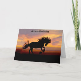 Black Horse Sunset Greeting Card över miles Tack Kort