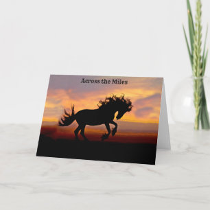 Black Horse Sunset Greeting Card över miles Tack Kort