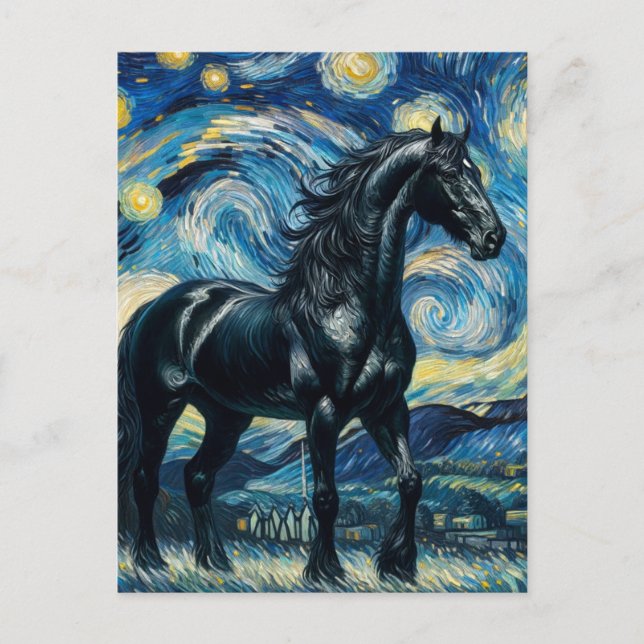 Black Horse Van Gogh Vykort (Framsida)