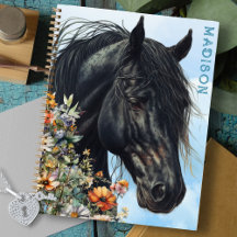 Black Horse Wildblommor Personal Spiral Notebook