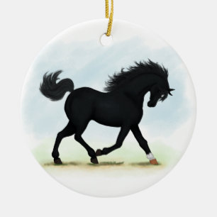 Black Horse with Star & Sock (Black Beauty) Julgransprydnad Keramik