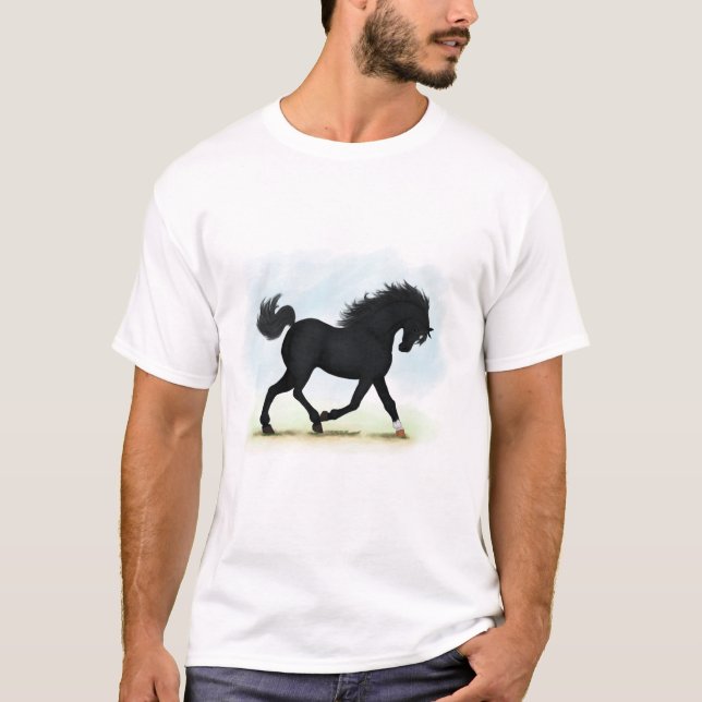 Black Horse with Star & Sock (Black Beauty) T Shirt (Framsida)