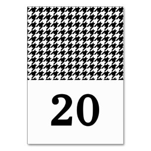 Black Houndstooth Bröllop Bord Card Bordsnummer