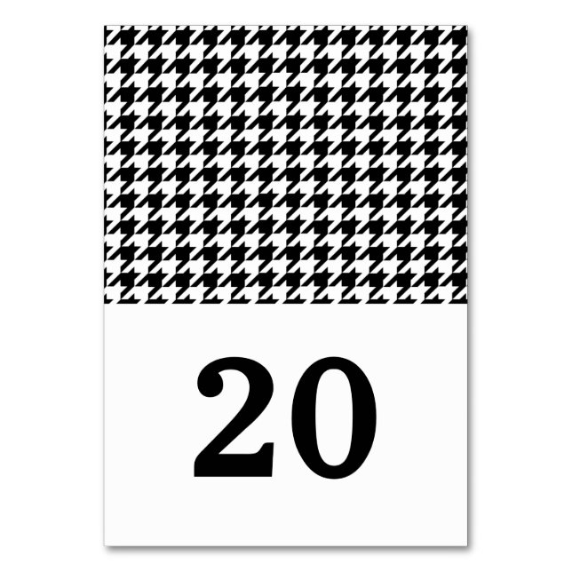 Black Houndstooth Bröllop Bord Card Bordsnummer (Framsidan)